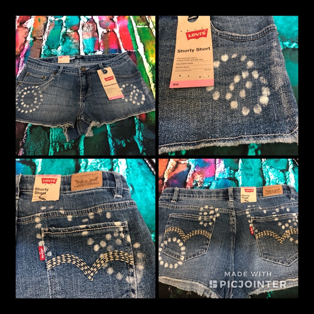 NWT Levi’s Girls Adjustable Shorty Shorts Sz 16